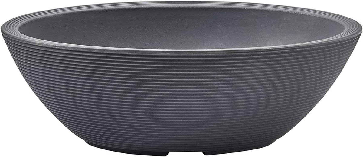 Crescent Garden Delano Oval Planter Bowl, Succulent Garden, Unique Indoor/Outdoor Double-Walled Plant Bowl with Plug- Oval Shape - 24" L x 17" W x 8" H (Slate)