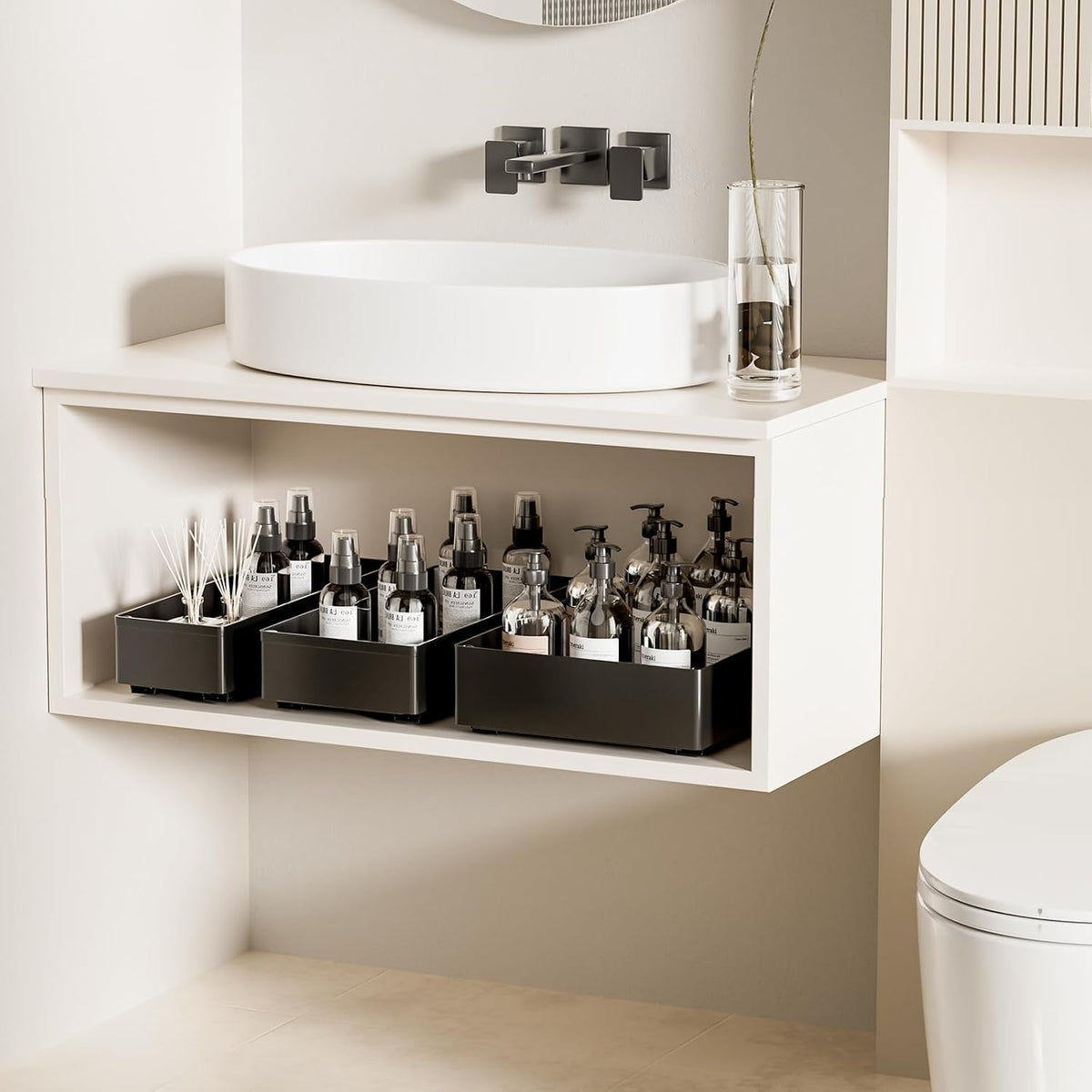 3-Pack Pull-Out Cabinet Organizer, Black