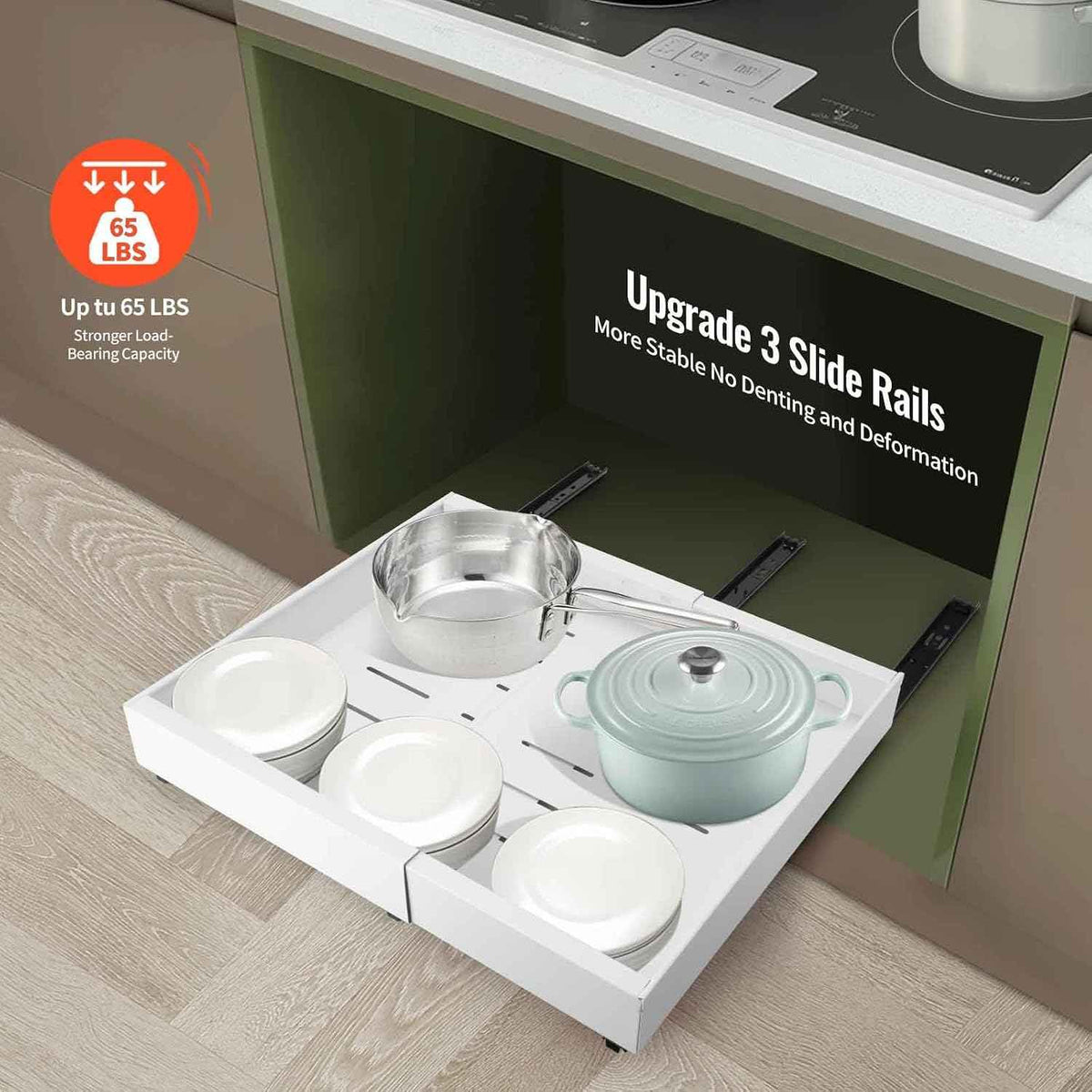 21" Deep Expandable Pull-Out Cabinet Organizer, 12"-20" W