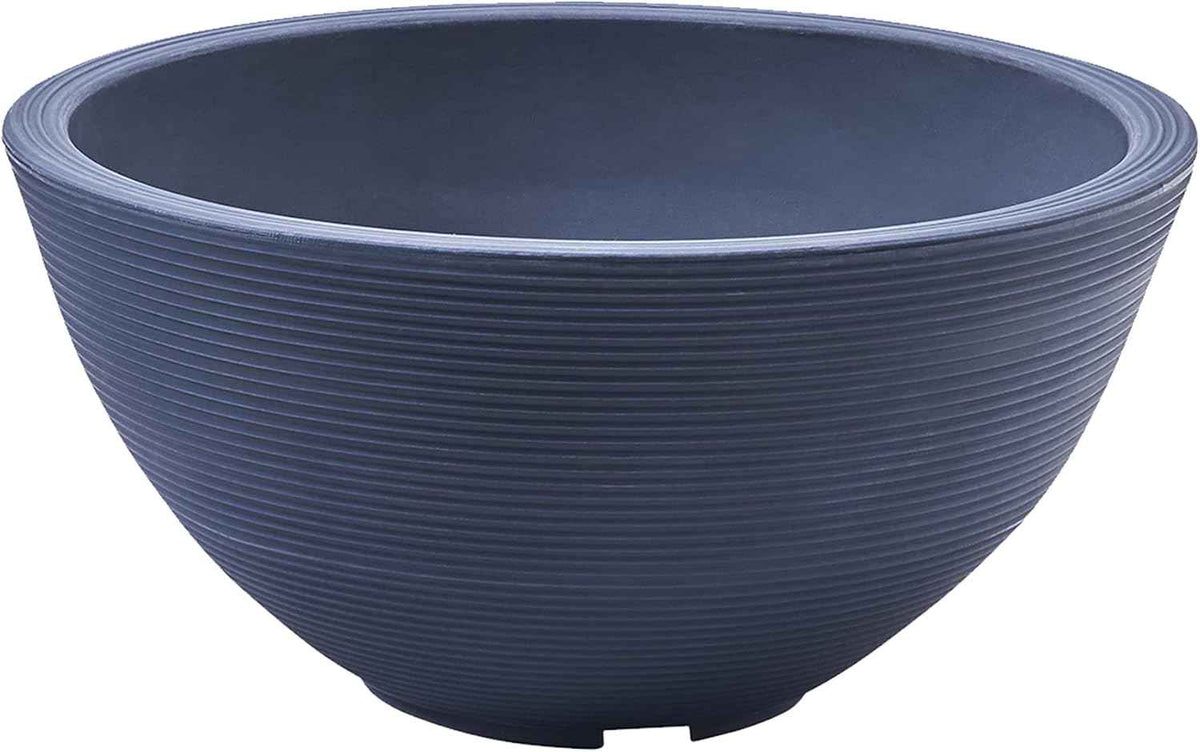 Crescent Garden Delano Bowl Planter, Indoor Outdoor Round Shallow Plant Pot for Water Garden, Bonsai Plant Pots, Succulents with Drain Hole - Double Walled Bowl Lotus Pot, 20" W (Midnight)