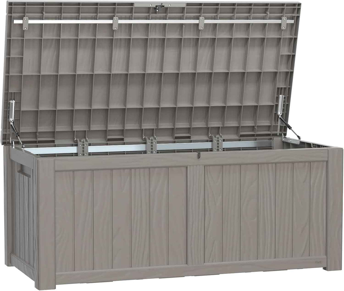 120 Gallon Deck Box,Resin Outdoor Storage Box with Lockable for Patio Furniture, Pool Accessories, Garden Tools Waterproof Outside Storage Box, Grey