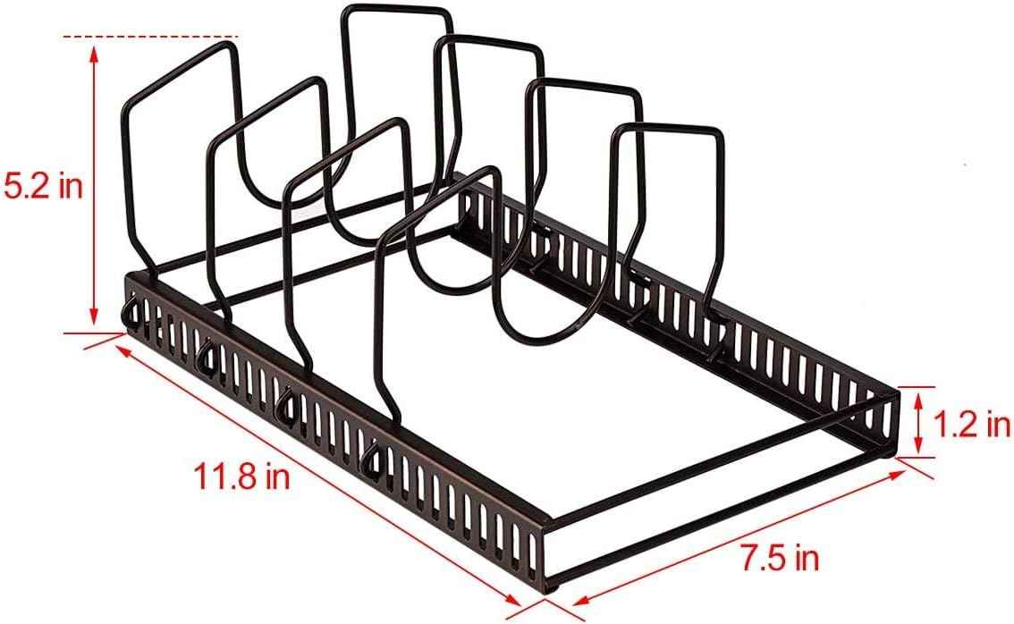 Toplife Pot Lid Organizer Rack, 7 Compartments, Brown