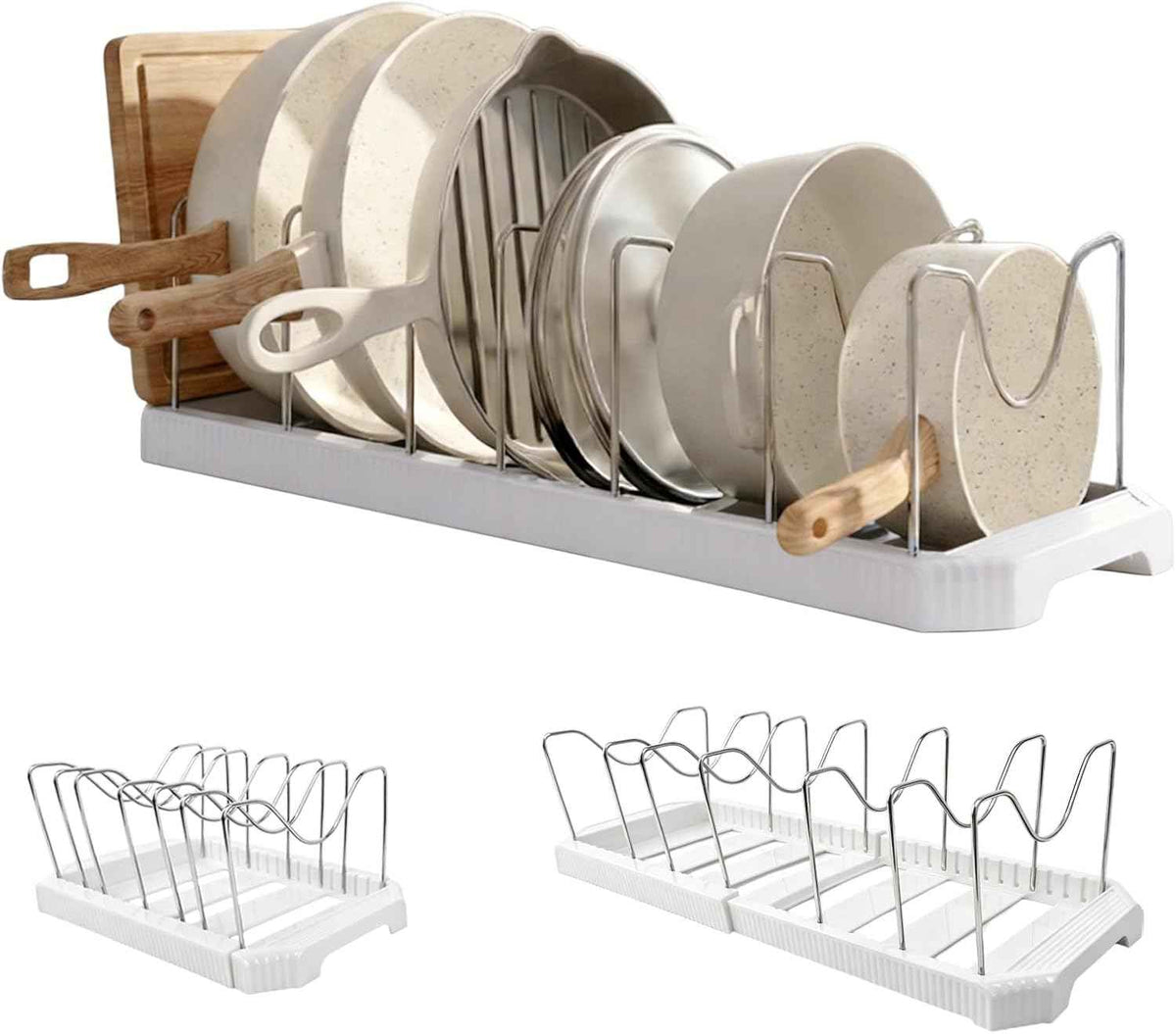Expandable Pot Lid Organizer, 12.99''-22.05'', White
