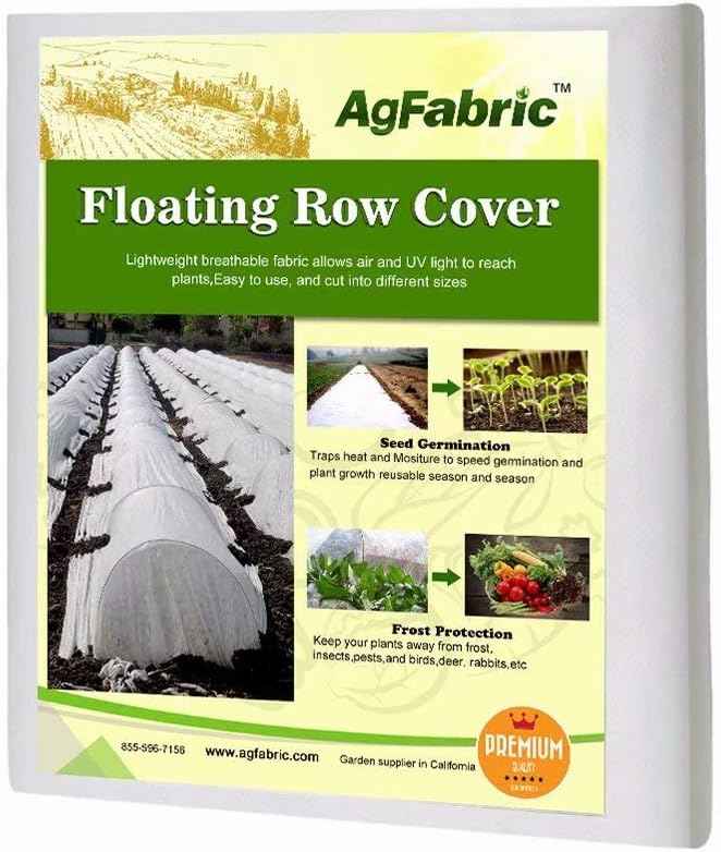 Agfabric Plant Covers Freeze Protection Floating Row Covers 10'x100' 0.9oz Plant Covers Freeze Sun Protection,Frost Cloth for Vegetables,White
