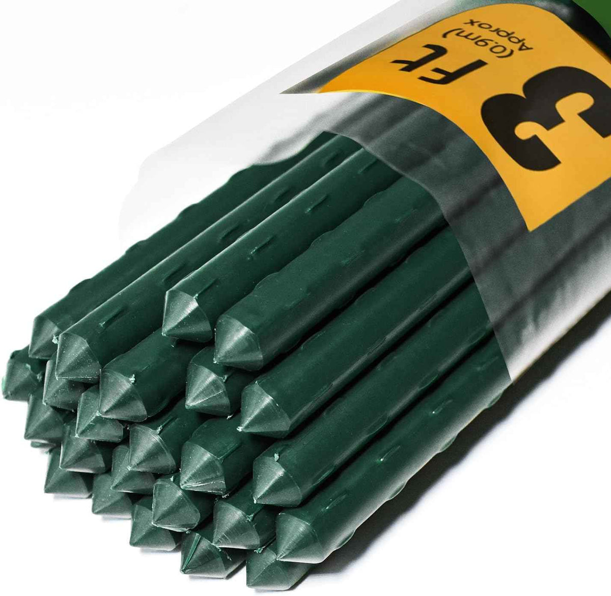 25pcs Steel Plant Stakes 3 Feet,Sturdy Plant Sticks, Plastic Coated Metal Garden Stakes Supports Climbing for Tomato, Bean, Flowers, Tree Potted