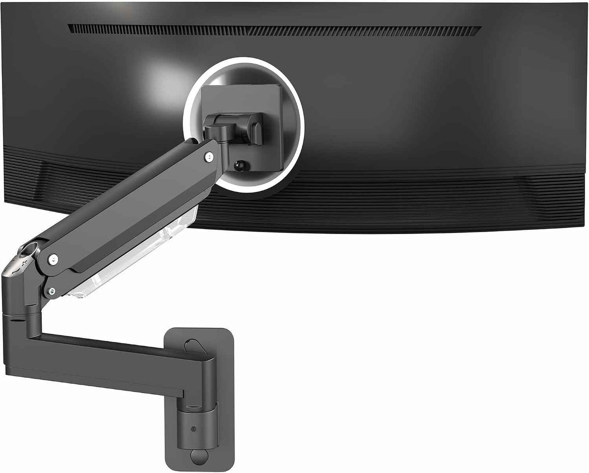 VIVO Premium Aluminum Heavy Duty Monitor Arm for Ultrawide Screens up to 49 inches and 44 lbs, Single Wall Mount, Pneumatic Height, Max VESA 100x100, Black, MOUNT-V101G1