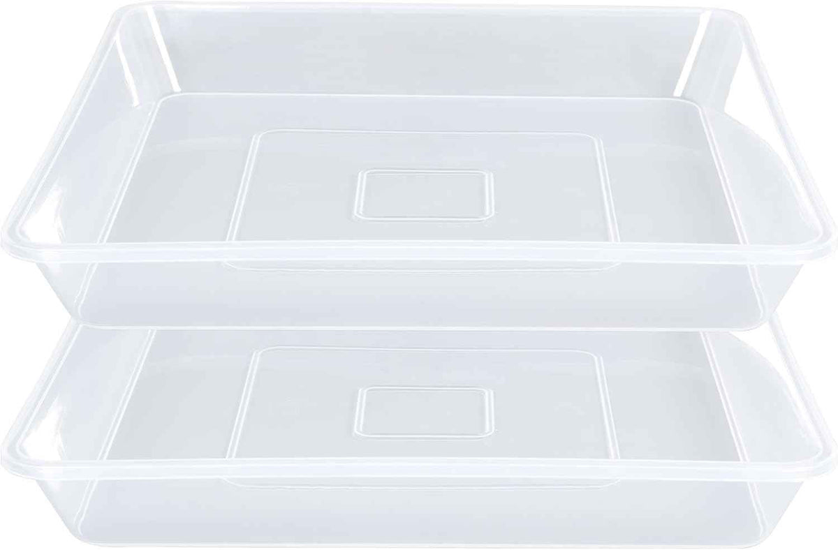 Square Plant Saucer 14 Inch 2 Pack, Strong Clear Plastic Flower Plant Pot Saucer, Square Planters for Indoors and Outdoors Plants, Garden Plant Saucers for Pots Plant Trays.