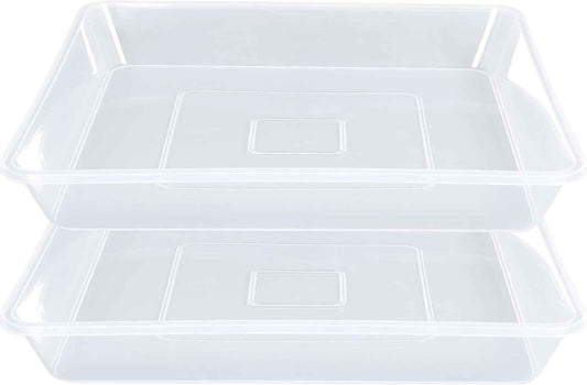 Square Plant Saucer 14 Inch 2 Pack, Strong Clear Plastic Flower Plant Pot Saucer, Square Planters for Indoors and Outdoors Plants, Garden Plant Saucers for Pots Plant Trays.