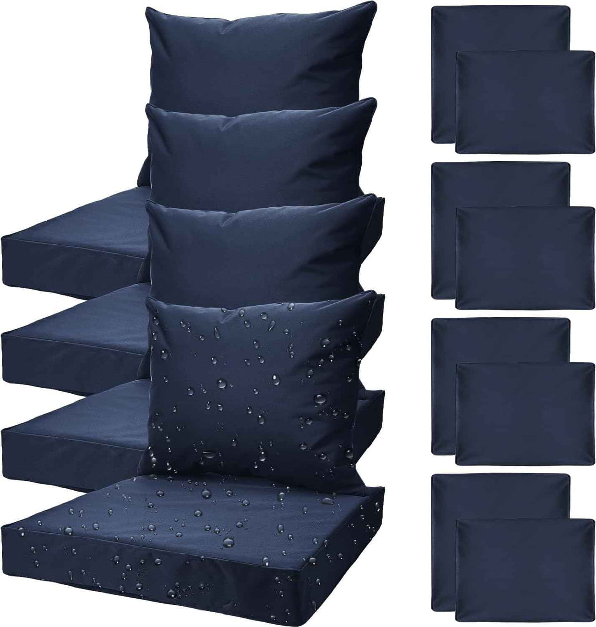 All Smiles Patio Furniture Replacement Chair Cushion Covers Set of 4 for Waterproof Resistant Outdoor Deep Set Cushion Covers for Seat Yard Garden Deck，24 x 20 Inch, 24 x 24 x 4 Inch，Navy Blue