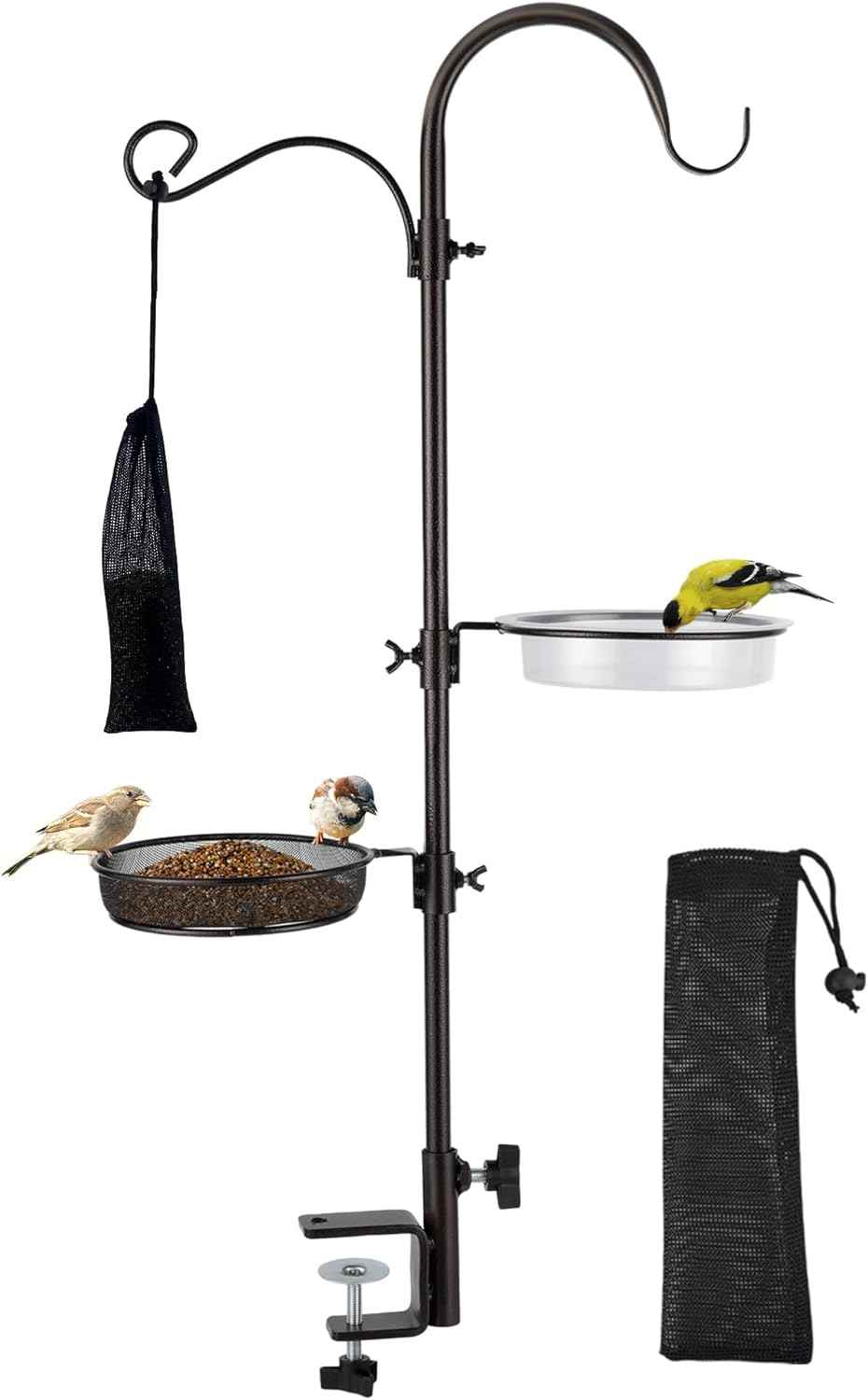 ERYTLLY Deck Hook Bird Feeder Pole Bird Feeder Porch Multi Hook Bird Feeding Station Kit Multi Feeder Hanging Kit Premium Bird Bath for Attracting Wild Birds Bird Feeder Planter Hanger