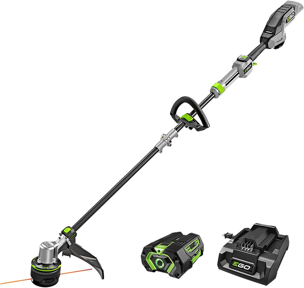 EGO POWER+ String Trimmer, Battery Powered, 16" Trimmer for Weeds and Grass with POWERLOAD, LINE IQ, Telescopic Carbon Fiber Shaft, Includes 56V 4.0Ah Battery and Charger - ST1623T - Field & Nook