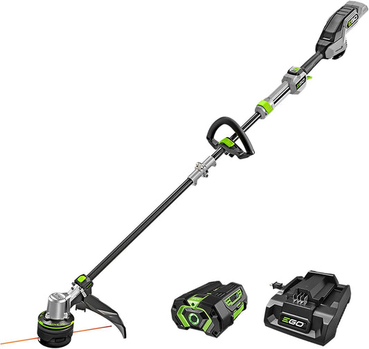 EGO POWER+ String Trimmer, Battery Powered, 16" Trimmer for Weeds and Grass with POWERLOAD, LINE IQ, Telescopic Carbon Fiber Shaft, Includes 56V 4.0Ah Battery and Charger - ST1623T - Field & Nook
