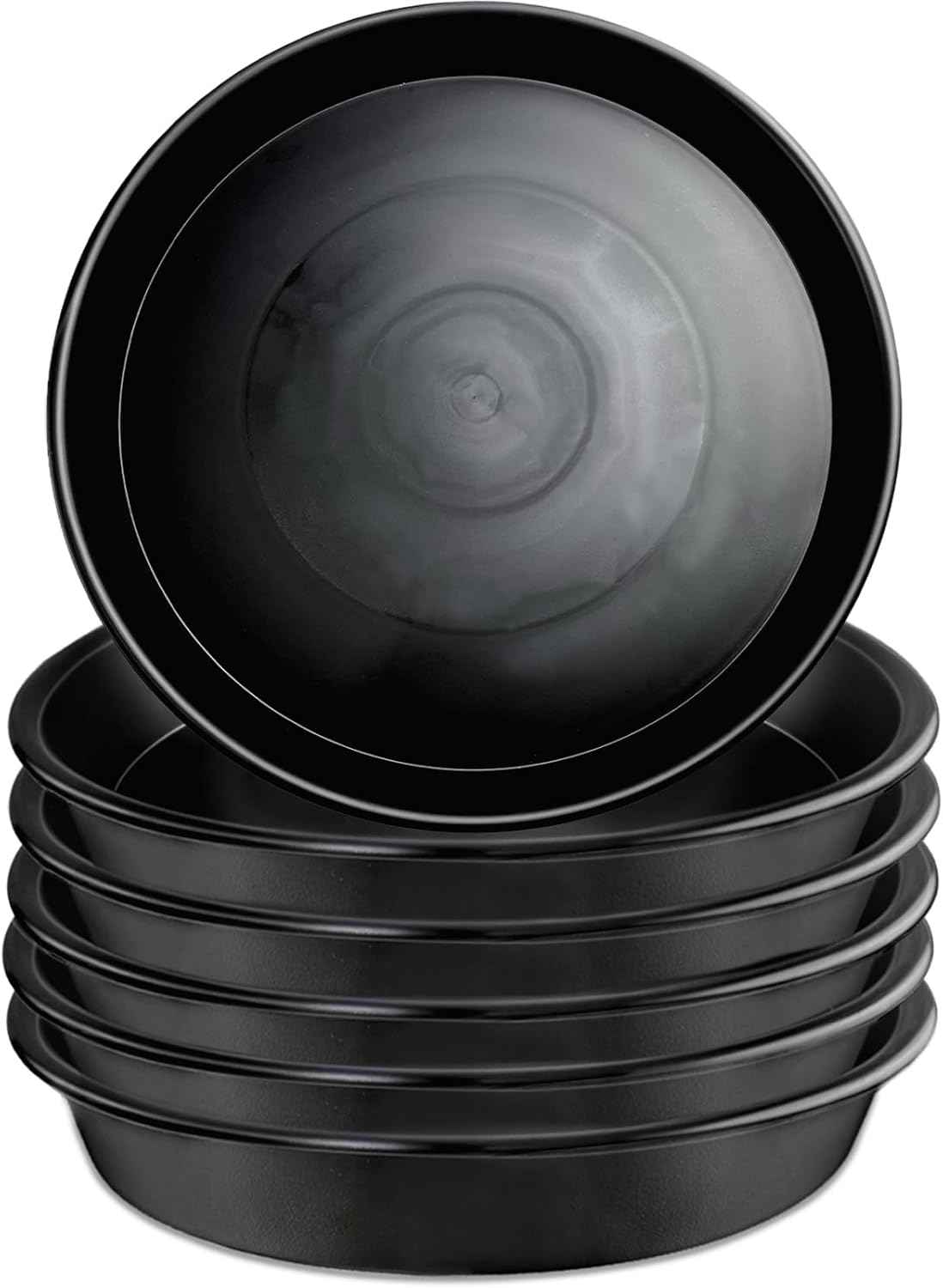6 Pack 8 Inch Black Plant Saucers, Heavy Duty PP Plastic Plant Trays for Pots, Durable Flower Pot & Planter Saucers, Water Catcher Drip Trays Indoor Outdoor Use