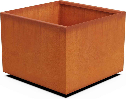 24-Inch Corten Steel Square Planter – Large Outdoor Metal Garden Box | 18" High, Heavy Duty Rustic Design | Made in USA