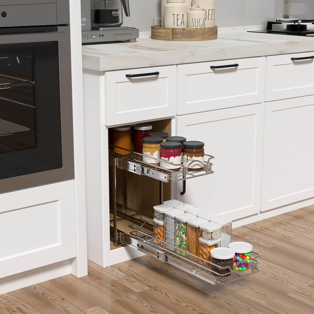 OCG 2-Tier Pull-Out Cabinet Organizer, 12.5" W x 21" D