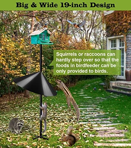 19 Inch Wide Squirrel Baffle for Bird Feeder Pole, Outside Pole Mount Stopper & Bird House Guard for Outdoor Shepherd’s Hook, Black, 1 Pack