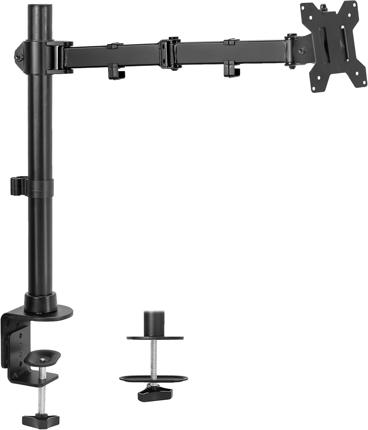 VIVO Single Large Monitor Arm Desk Mount, Holds Screens up to 45 inch Ultrawide, Fully Adjustable Stand with C-Clamp and Grommet Base, VESA 75x75mm or 100x100mm, Black, STAND-V149 - Field & Nook