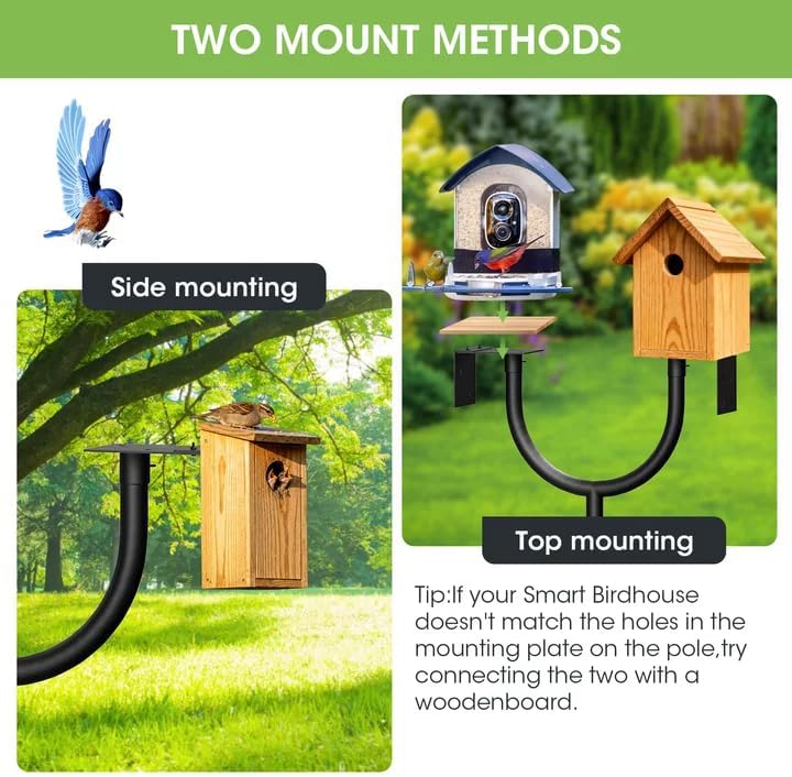 Bird Feeder Pole Squirrel Proof,Adjustable 47"-108" Heavy Duty Bird House Pole,Upgraded U-Shape Platform,4 Shepherd Hooks for Feeder Stand,Includes Birdbath,Tray for Outdoor Garden & Yard