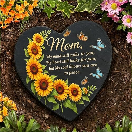 Sympathy Gifts for Loss of Loved One with Bracket, Memorial Garden Stones in Memory of Mom Gifts, Condolence Bereavement Gift for Garden Outside, or Home Decor 7.87inch