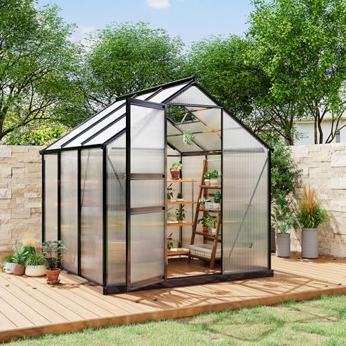 6×6FT Polycarbonate Greenhouse for Outdoors, Large Walk in Green House