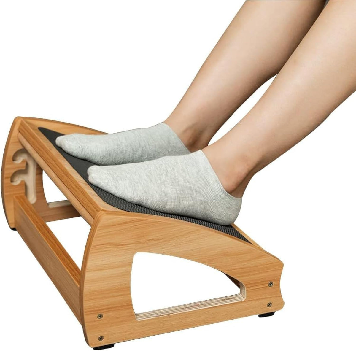 Natural Wood 3-Height Footrest – 400 lb Capacity - Field & Nook
