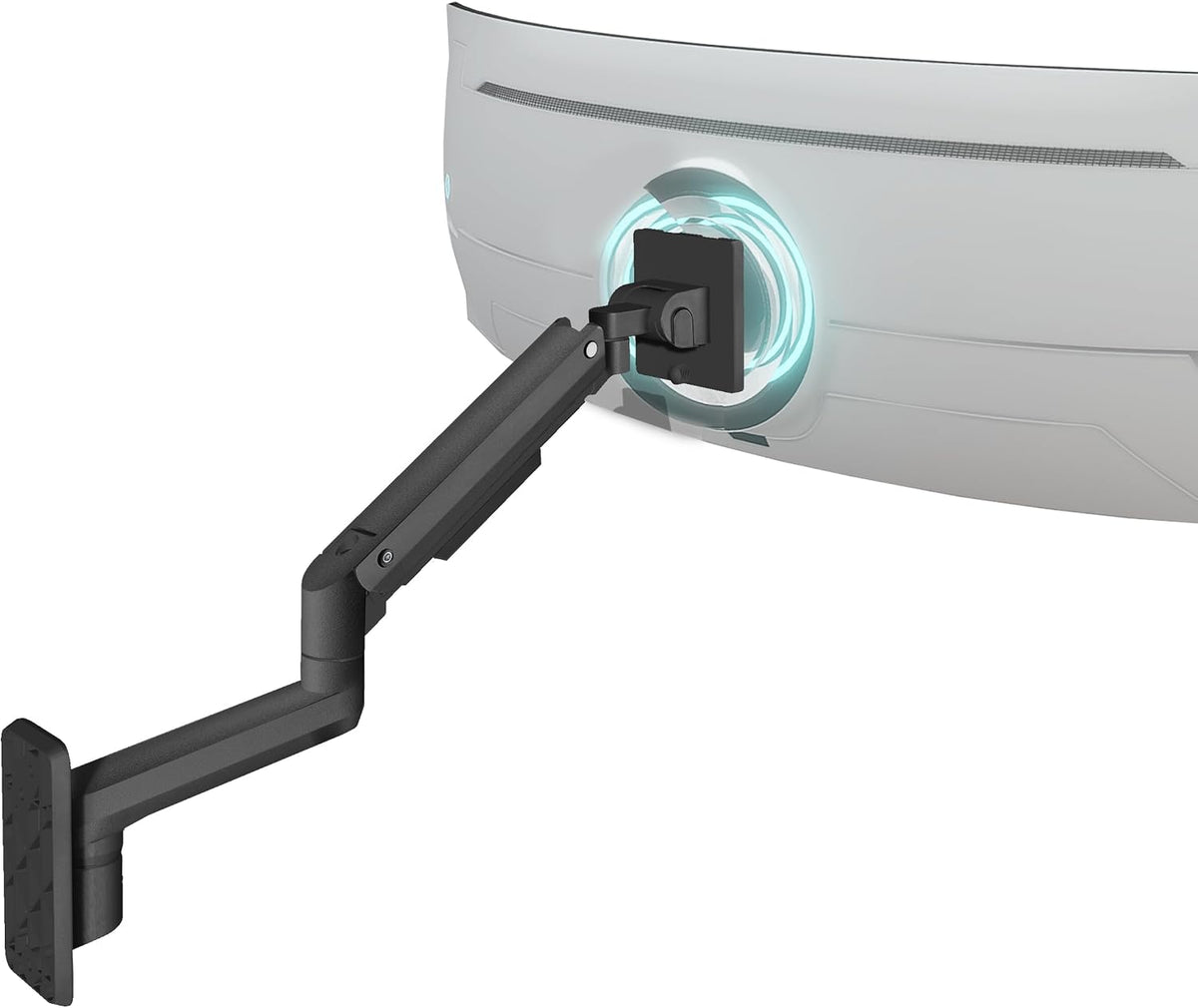 Mount-It! Heavy-Duty Wall Mount Arm for 49" Curved Monitors | Gas spring full motion arm, 23.5" reach, holds 44 lbs, VESA 75/100, single-stud install. - Field & Nook