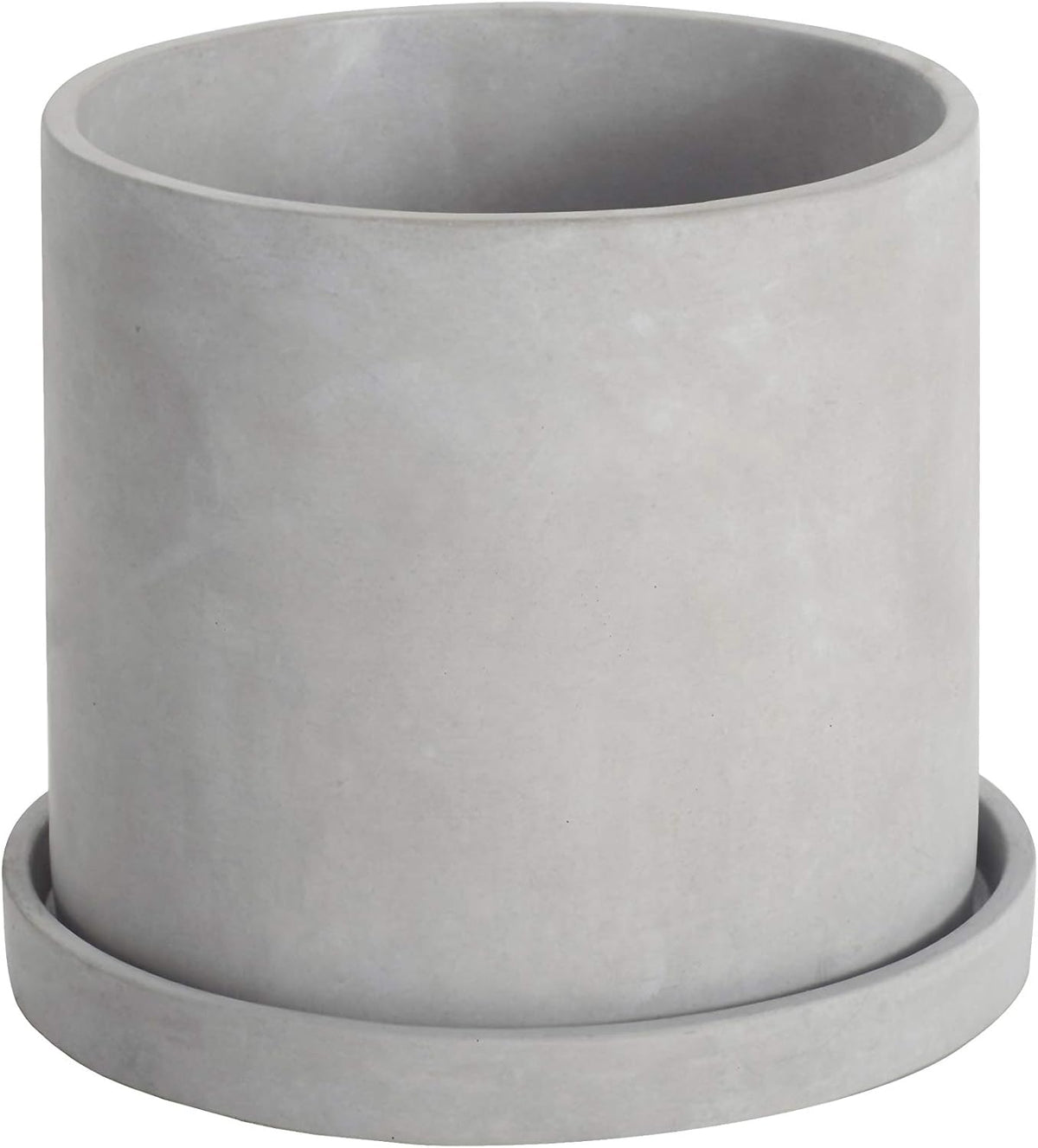 Ekirlin 9 Inch Flower Plant Pot Indoor - Grey Cement Garden Planter Concrete Planter with Drain Hole Saucer, Modern Succulents Containers for Home Decor, Office & Outdoor