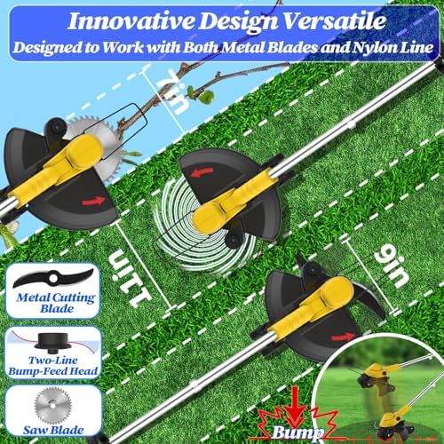 20000 RPM(4.0AhX1) Electric Weed Wacker,Dual-Durable-Line,Metal