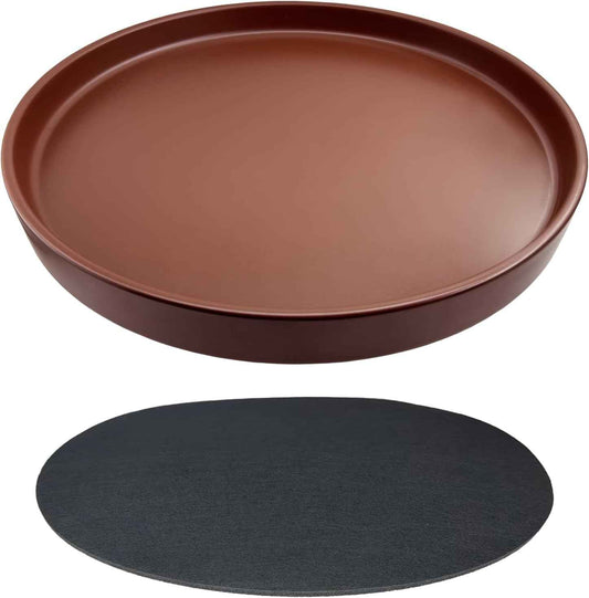 Ceramic Plant Saucer Pot Tray 12 Inch, Planter Saucers 4 5 6 7 8 9 10 11 12 13 Inch for Indoors Outdoor, Durable Sturdy Flower Drainage drip Water Tray for Glazed Pots Base (12.7 Inch-Brown)