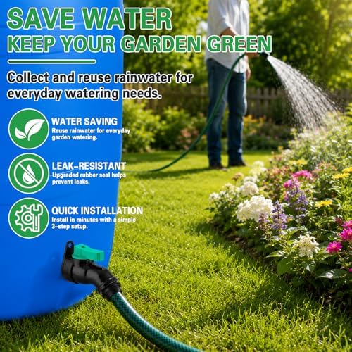 Rain Barrel Spigot Kit with High Flow Valve No Inside Access