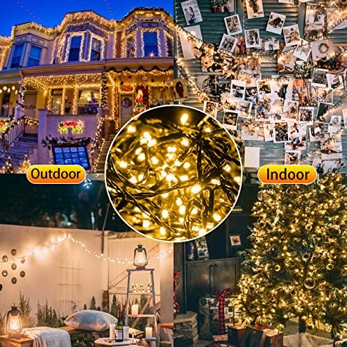 New Upgraded Solar Christmas String Lights Outdoor Waterproof 2 Pack Total 144ft 400 Led Solar & USB Rechargeable 19 Modes Christmas Tree Lights for Outdoor Indoor Yard Xmas Decorations, Warm White