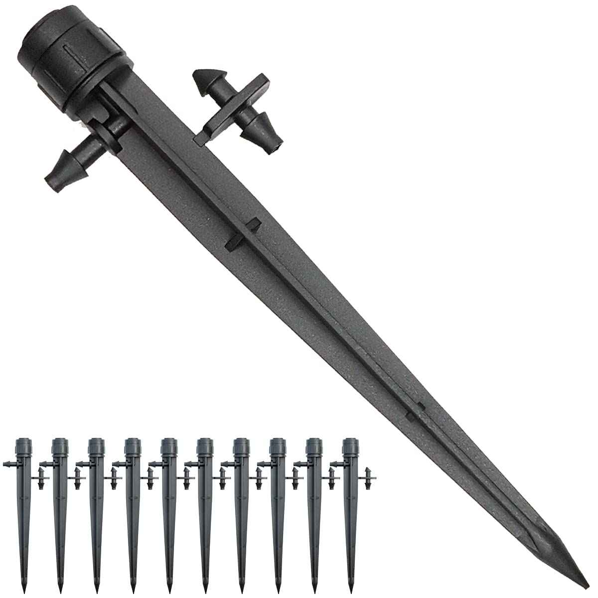 25 Pcs Drip Irrigation Emitters, Adjustable Flow 0-20 GPH Irrigation Drippers with Stake, Full Circle Flow Sprinkler Head, Micro Sprinkler for Garden Patio Lawn Flower Bed