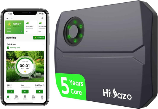 Smart Sprinklers Controller WiFi, Irrigation Controller Easy Use App Enabled, 4 Zone + 16 Plans, Save Water Auto Skip Rain, Freeze & Wind, 10 Minutes Install (Deep Grey)