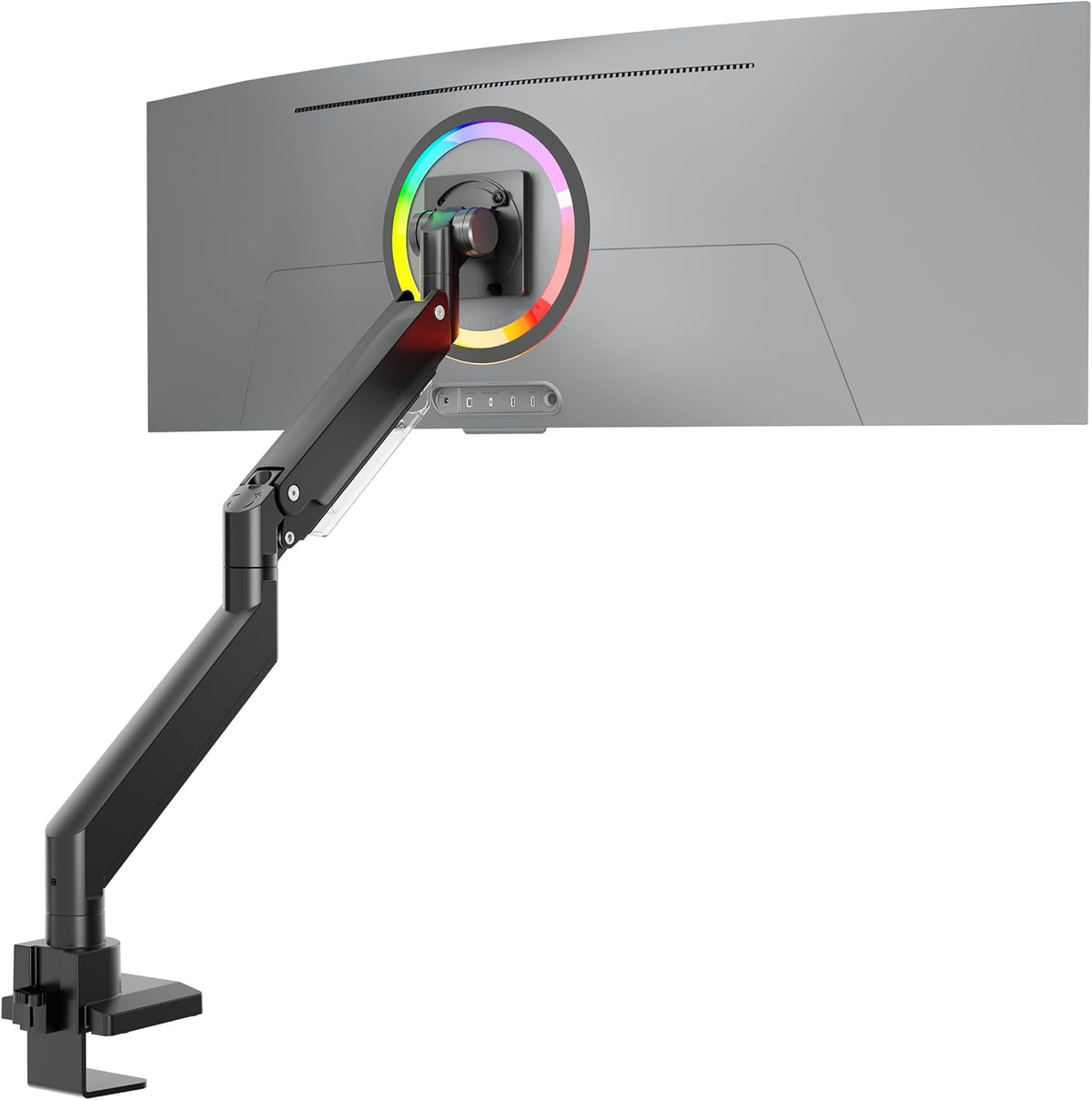 ONKRON Heavy Duty Monitor Arm for 17-57 Inch Screens up to 59.4 lbs, Ultrawide Screen Mount with Adjustable Gas Spring, VESA 75x75-200x200, Single Arm Monitor Mount for Desk, Clamp & Grommet Black | Ultrawide monitor mount with 23" extension, gas sprin... - Field & Nook