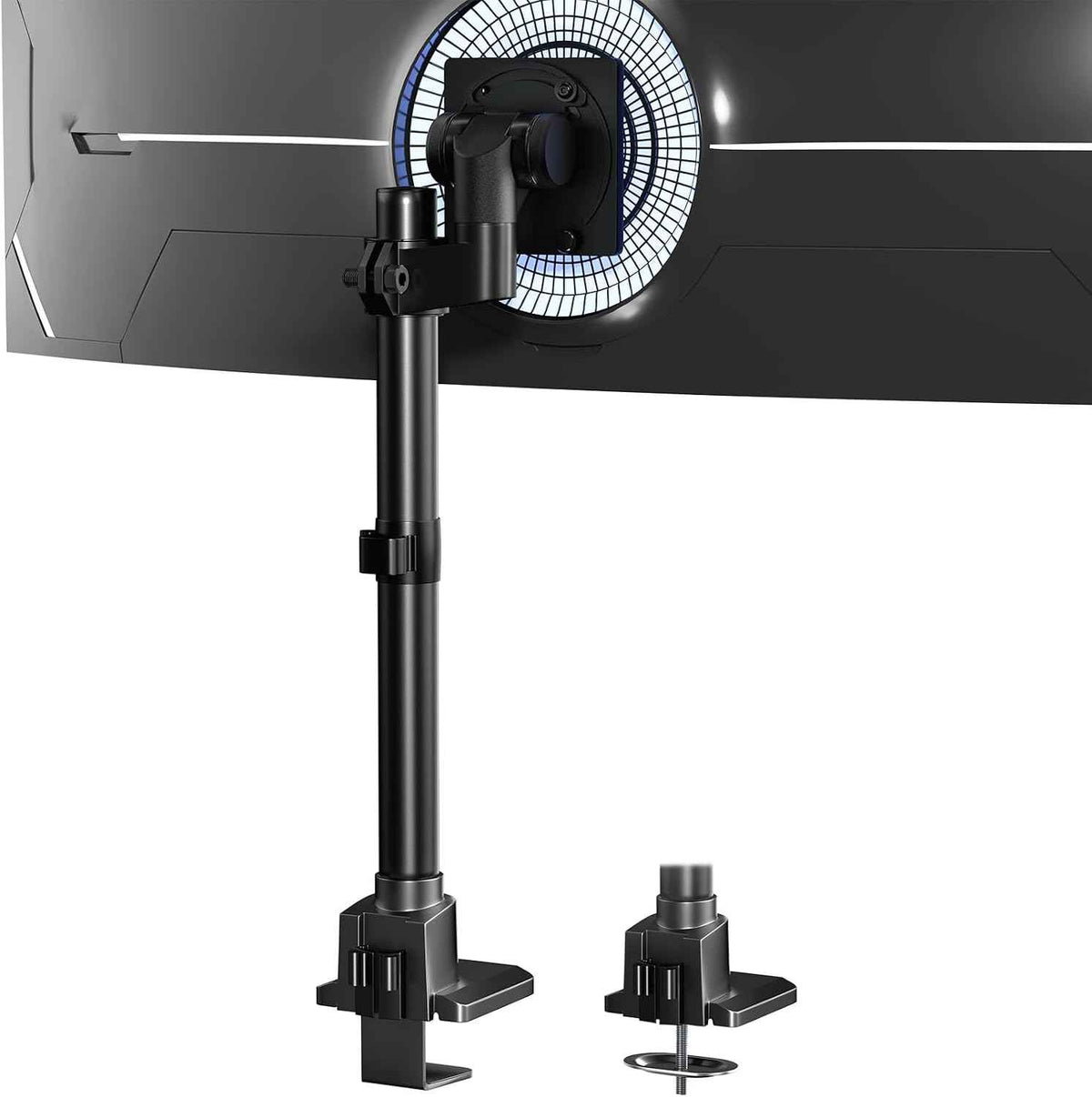 24-57'' Ultrawide Monitor Desk Mount, Aluminum Heavy Duty Monitor Arm | Low Profile, Topside Clamp/Grommet Mounting, Tilt, Swivel, Rotate, Holds up to 59.4lbs, VESA 75x75/100x100 mm, Black
