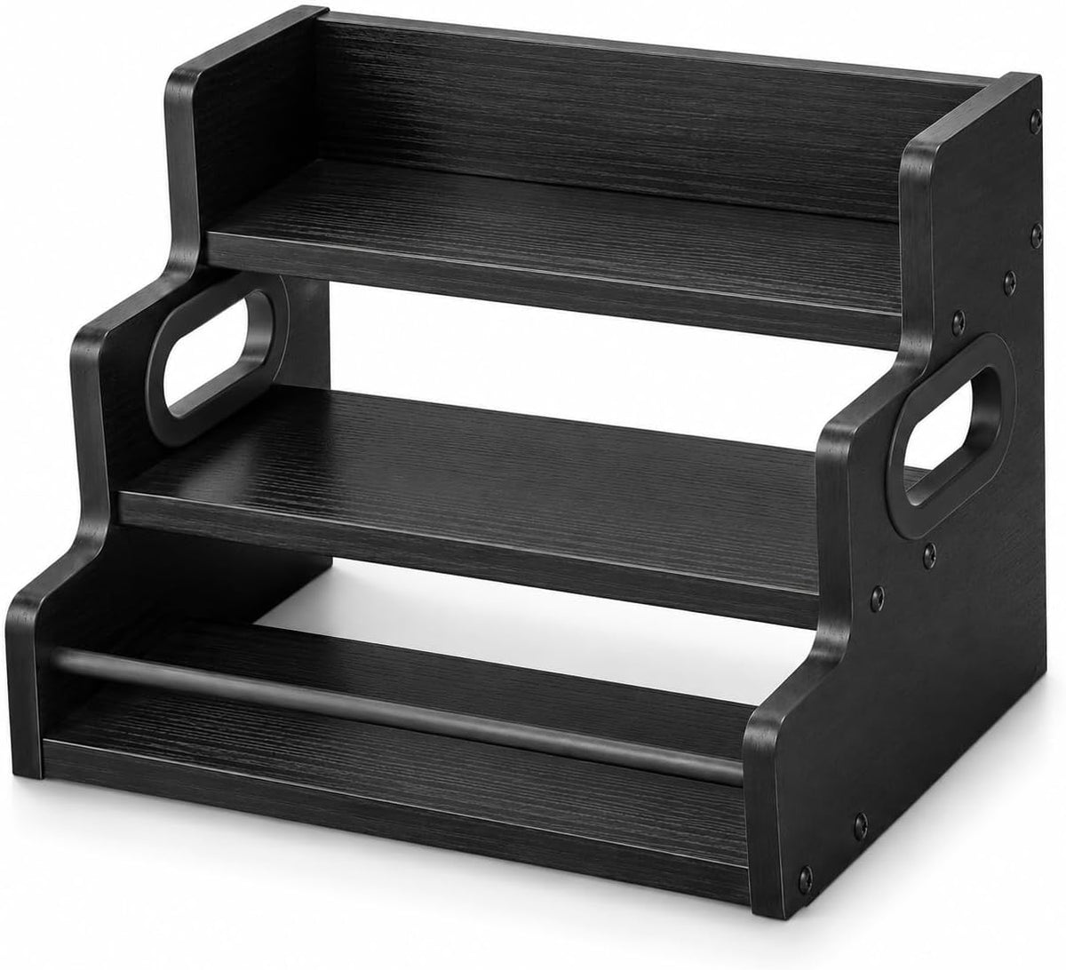 3-Tier Spice Rack Organizer for Cabinet – Wood Spice Shelf Storage – Black - Field & Nook