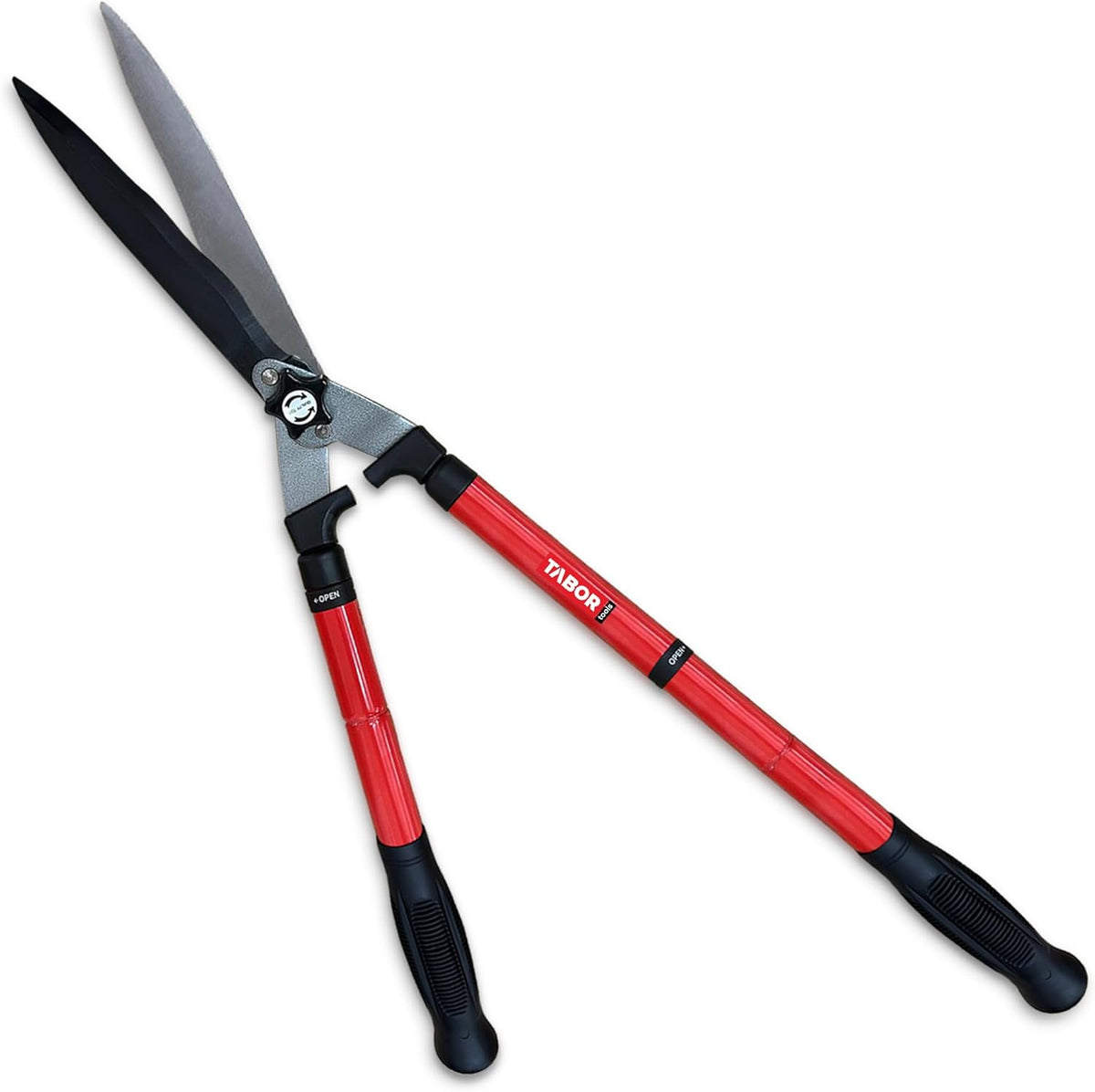TABOR TOOLS B212A Telescopic Hedge Shears with Wavy Blade and Extendable Steel Handles. Extendable Manual Hedge Clippers for Trimming Borders, Boxwood, and Tall Bushes. - Field & Nook