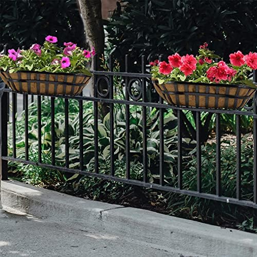 Ashman Trough 1 Pack, Deck Railing Planter Box, Black, Metal Garden Trough Deck Planter with Coco Liners.