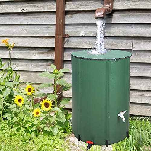 100 Gallon Collapsible Rain Barrel Portable Water Storage Container Water Collector Tank with Spigot Filter Rainwater Collection System Downspout (100 Gallon)