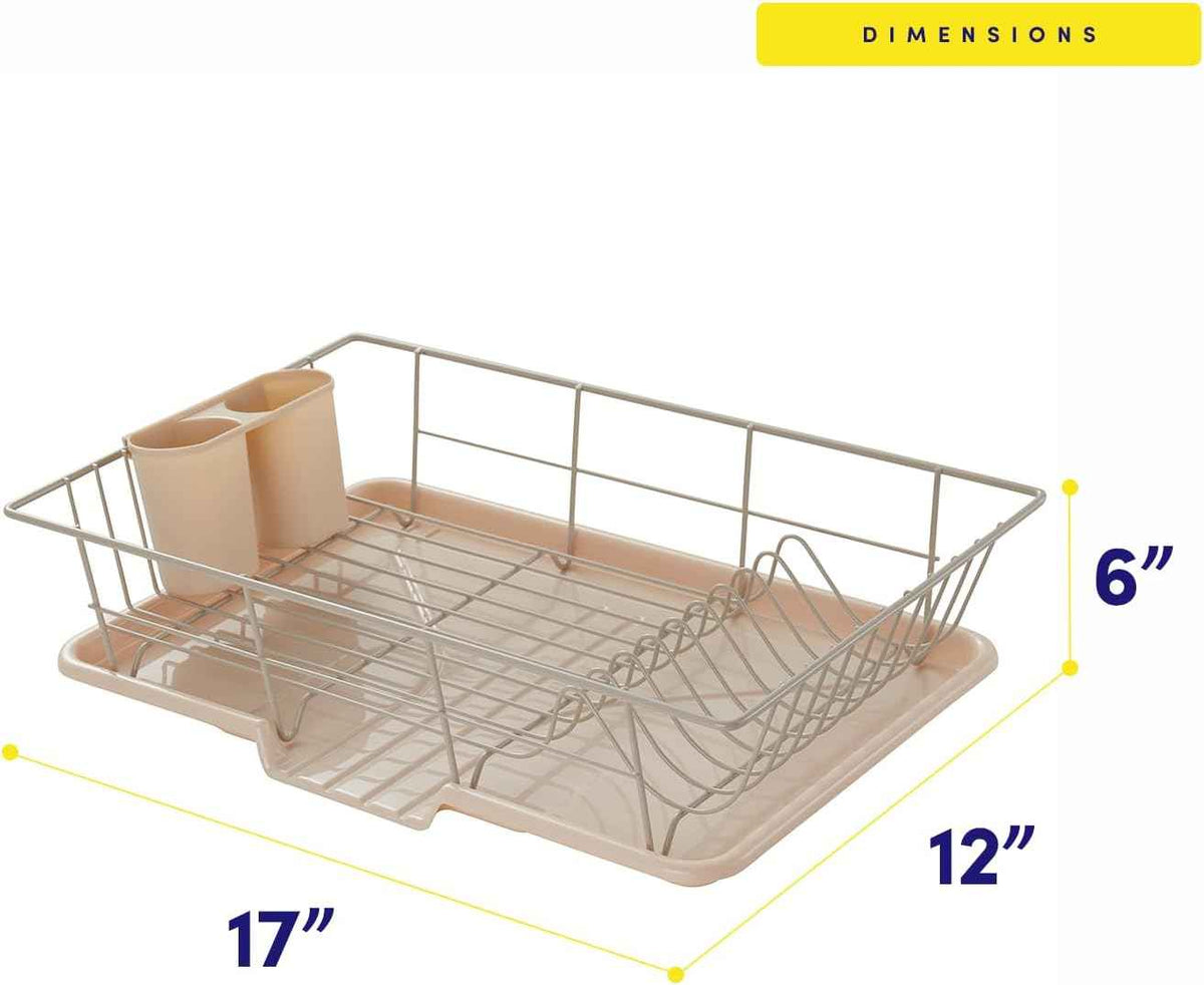 Sweet Home Collection 3-Piece Dish Drainer Rack Set, Beige
