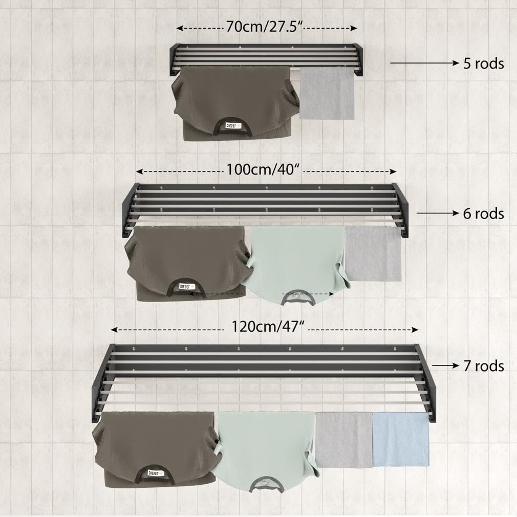 Foldable Wall-Mounted Clothes Drying Rack – 28-Inch, Space-Saving