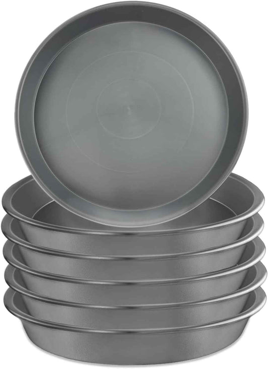 6 Pack 8-Inch Gray Plant Saucer Trays, Durable PP Plastic Pot Bases for Small Medium Planters, Modern Round Flower Pot Water Catcher Plates & Drip Trays for Indoor Plant Care
