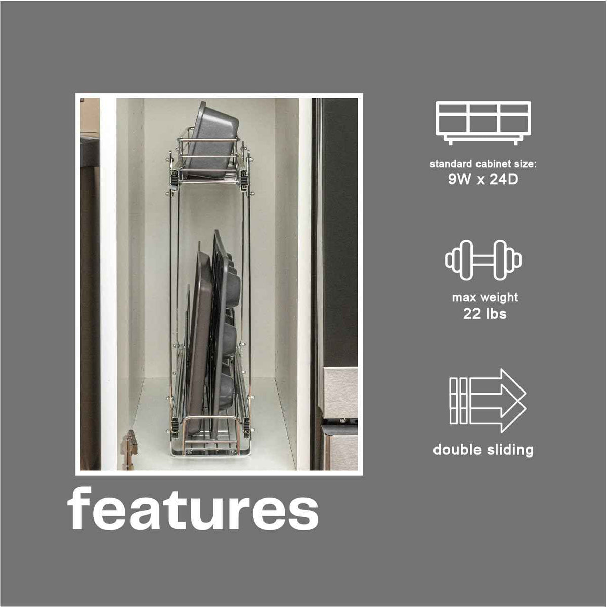 Household Essentials Glidez 2-Tier Pull-Out Organizer, Chrome