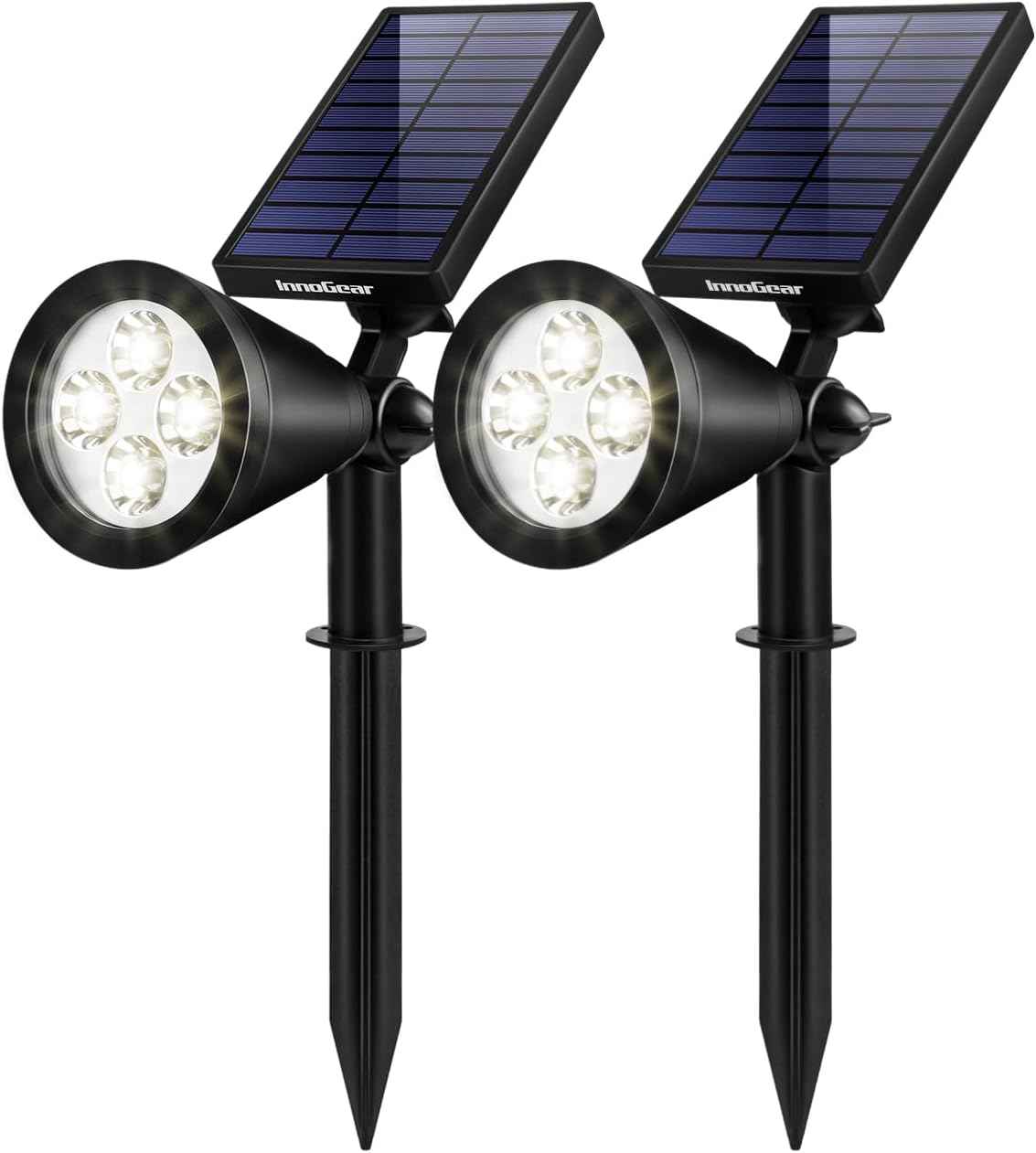 InnoGear Solar Lights Outdoor Waterproof Solar Garden Light for Outside Yard Landscape Lighting Pathway Spot Lights Spotlight Wall Light Auto On/Off, Pack of 2 (White)