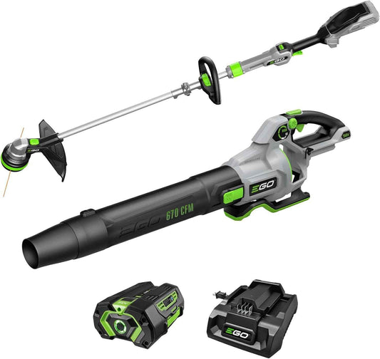 EGO POWER+ Combo, Cordless Trimmer and Blower, 15" Trimmer for Weeds and Grass with POWERLOAD and Cordless Electric 670 CFM Blower, Includes 56V 4.0Ah Battery and Charger - ST6703LB