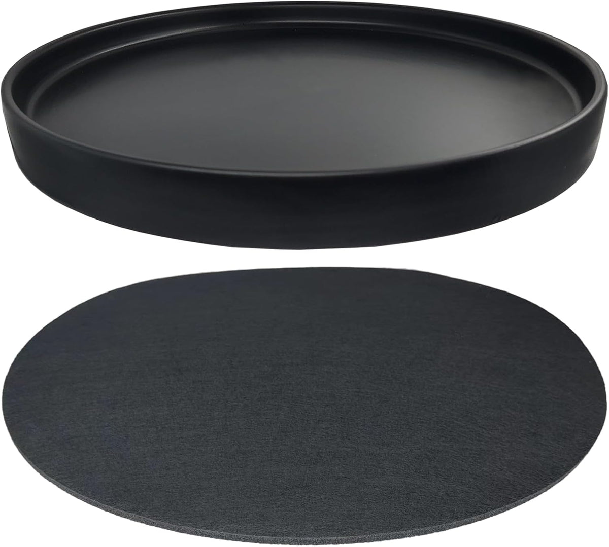 Ceramic Plant Saucer Pot Tray 10 Inch, Planter Saucers 4 5 6 7 8 9 10 11 12 13 Inch for Indoors Outdoor, Durable Sturdy Flower Drainage drip Water Tray for Glazed Pots Base (10.7 Inch-Black)