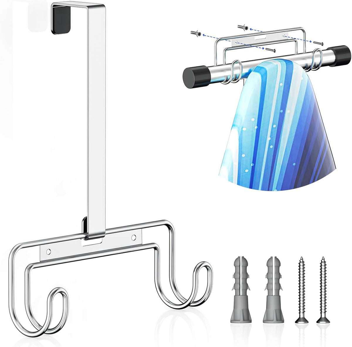 Removable-Hook Metal Ironing Board Holder – Silver - Field & Nook