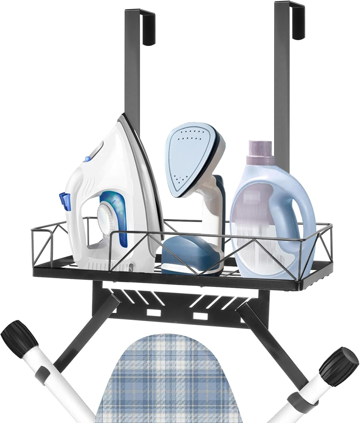 Metal Ironing Board Storage Shelf with Adjustable Hooks - Field & Nook