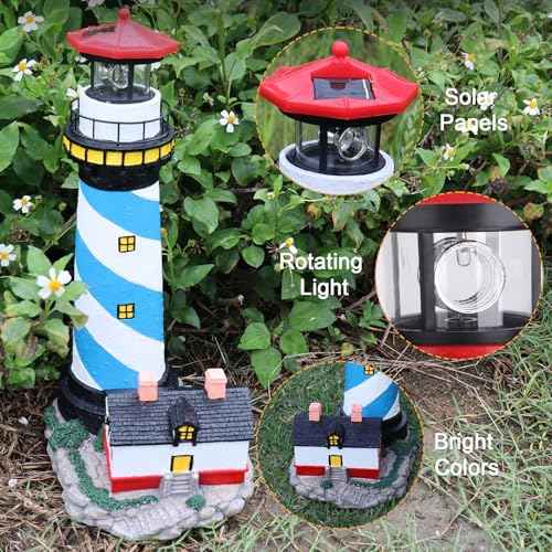 18-Inch Solar Lighthouse with Rotating Beacon