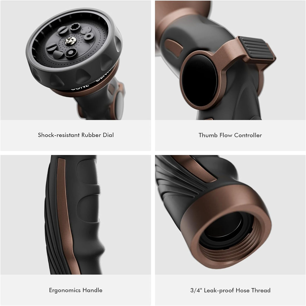Heavy-Duty Metal Garden Hose Nozzle – 9 Spray Patterns